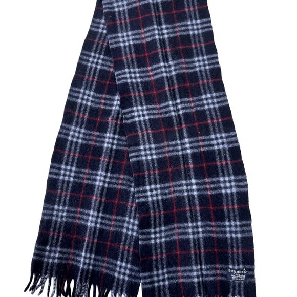 Burberry Accessories - Burberry Classic Check Scarf Black 100% Lambswool Unisex Scarf Made In England